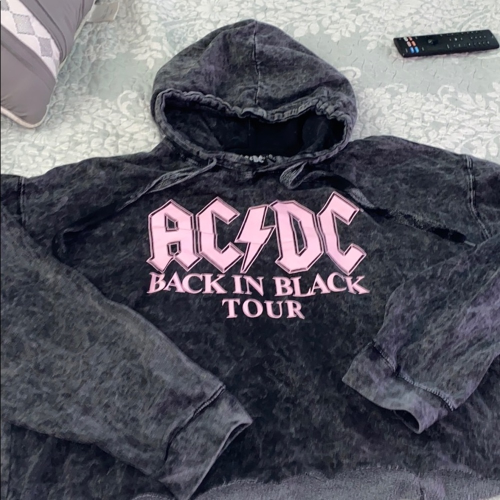 ACDC faded black cropped hoodie